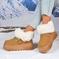 thumbnail image 5 of Gamivast Ankle Boots for Women Winter Slip-On Fuzzy Fleece Lined Warm Snow Booties Fashion Sherpa Collar Platformed Non-Slip Shoes Comfortable Chunky Flat Heel Round Toe for Outdoor Indoor, 5 of 6
