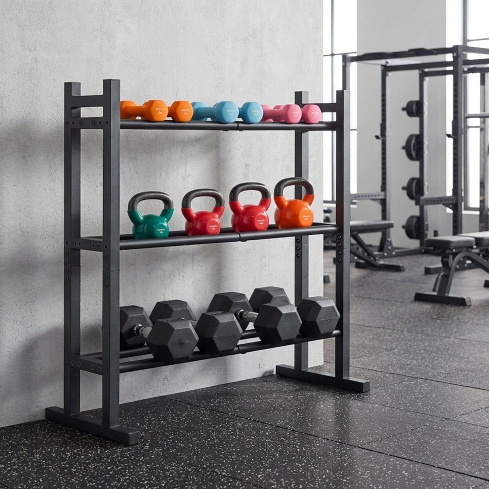 Airfind 3 Tier Dumbbell Rack Heavy Duty Weight Storage Stand with 529 lb Capacity and Adjustable Bar Spacing for Home Gym and Garage, Black
