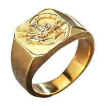 PAURO Men's Stainless Steel Personalized Scorpion Engraved Signet Animal Rings Punk Jewelry Gold Size 13