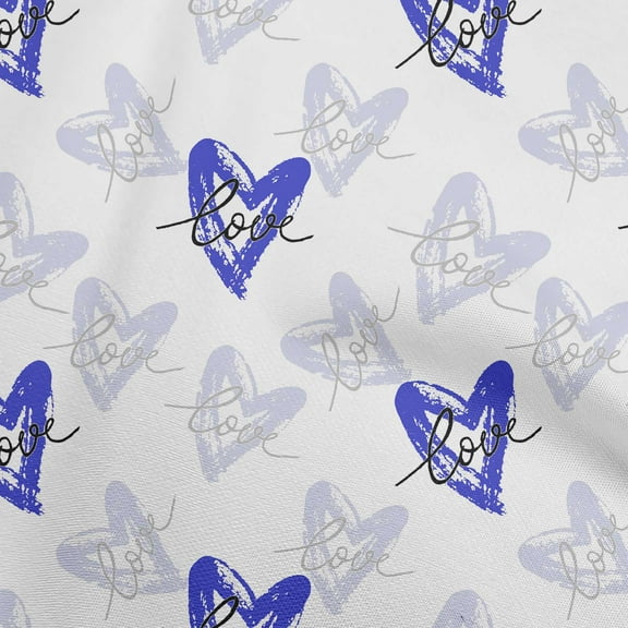 oneOone Cotton Flex Blue Fabric Writing Love Fabric For Sewing Printed Craft Fabric By The Yard 40 Inch Wide