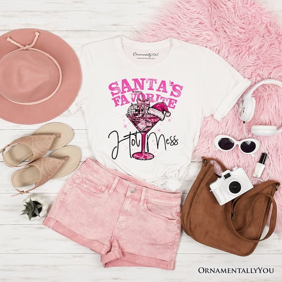 Santa’s Favorite Pink Martini Retro Disco Christmas Tee