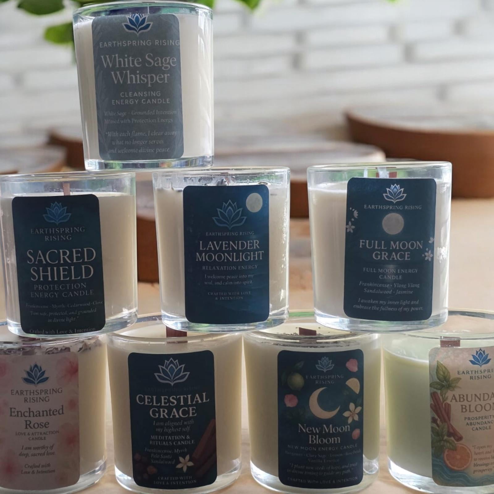 Lavender Moonlight Candle – Lavender, Chamomile, Ylang Ylang & Vanilla | 10oz Soy Wax Wood Wick Candle with Wood Lid | 50-Hour Burn Time