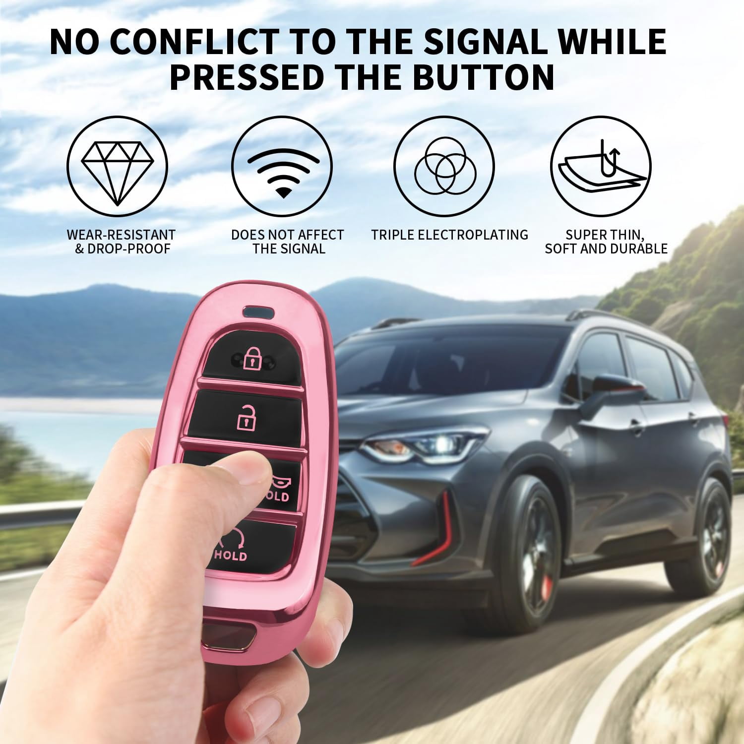 Durable Protective Key Fob Cover for Hyundai Smart 5 Button Keyless Remotes - Perfect Fit for 2021-2024 Hyundai Sonata Santa Fe Tucson Key Case Shell