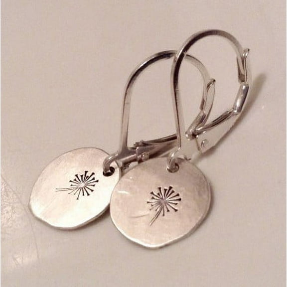 Zhuge Dandelion Flower Bar Earrings, Minimalist Boho Earrings, Vintage Silver Jewelry for Women