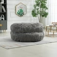 thumbnail image 5 of Comfort Bean Bag Chair with Ottoman,Modern Fluffy Beanbag Chair for Adults and Kids, Durable Lounger Lazy Sofa Chairs for Bedroom, Living Room,Gray, 5 of 7