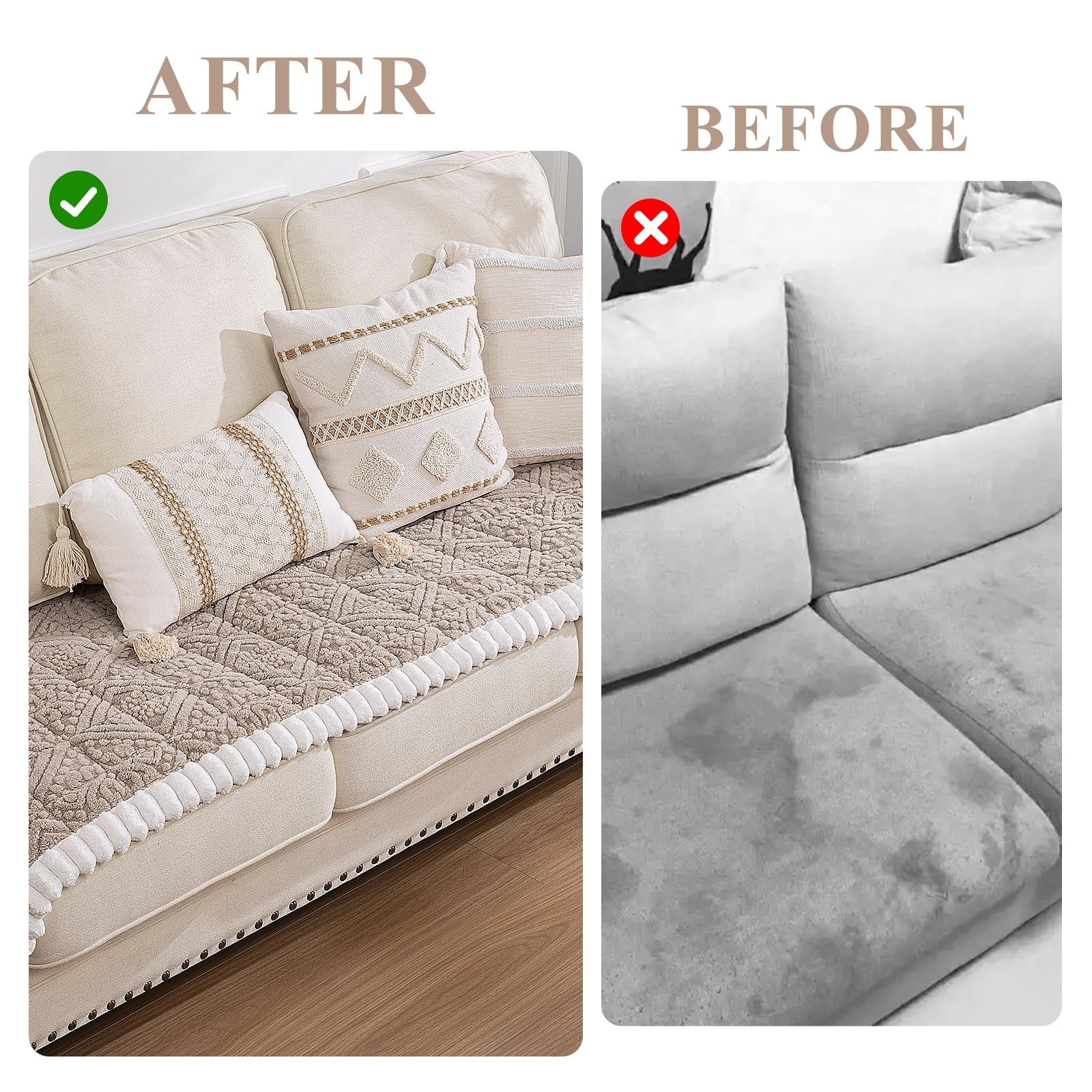 Vaukki 27.6"×59" Geometric Jacquard Sofa Slipcover,Non-Slip Washable Pet Friendly Couch Cover Furniture Cushion Protector for Dogs Cats,Coffee