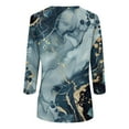 thumbnail image 5 of DENGDENG Womens 3/4 Sleeve Tops Lightweight V Neck Shirt Floral Fashion Blouse Summer Three Quarter Length Sleeve T Shirts Petite Vintage Tunic Tops 2024 Blue L, 5 of 5