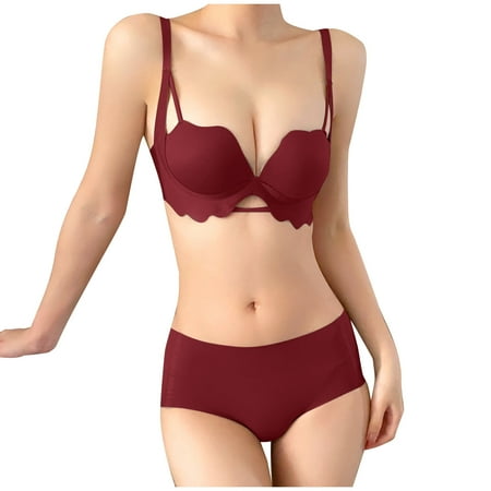 GENGING Lingerie for Women Women s Solid Color Without Steel Ring Invisible Backless Nightwear SexySeamless Beautiful Back Bra Underwear Sets Clothing Lingerie Sets