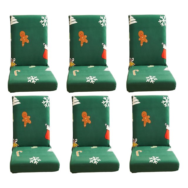 Elastic Dining Chair Siamese Chair Cover Simple Modern Household Stool Cover Christmas Hotel Chair Cover---Christmas Tree Green