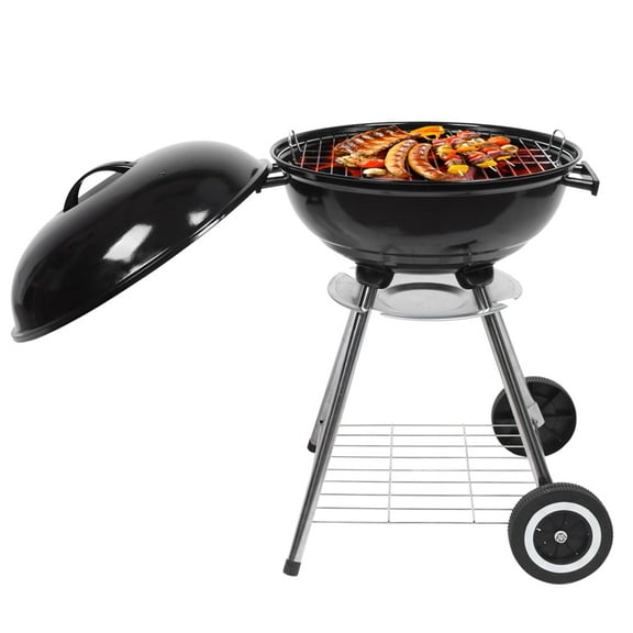 Enamel Apple Charcoal Stove - Complete Set with Cover & Base Side Wheels for Easy Mobility