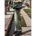 thumbnail image 5 of Women’s High Waisted Green Washed Wide Leg Long Denim Pants Vintage Streetwear Baggy Jeans, 5 of 7