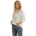 thumbnail image 5 of Women's Solid Color Loose Pullover Tops Long Sleeve Knit Sweater 2023 Fall Winter S-2XL Rose Red, 5 of 6