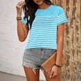 thumbnail image 4 of Erwazi Women's Trendy Striped Print T-Shirt Crew Neck Short Sleeve Casual Tee Top, 4 of 6