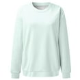 thumbnail image 5 of Fgnfyis Women's Casual Solid Color Print Round Neck Long Sleeve Twill Pullover Sweatshirts for Women Hoodless Top Mint Green XXXL, 5 of 5