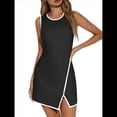 thumbnail image 3 of Vestido de Tenis Deportivo para Mujer, con Sujetador Incorporado y Bolsillos para Pantalones Cortos, Sin Mangas, Cuello Redondo, Minivestido Deportivo de Golf. Negro M, 3 of 9