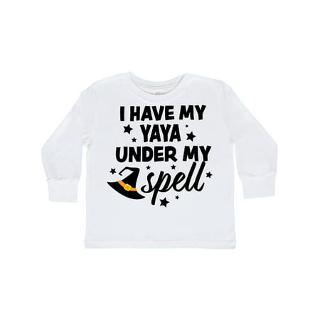 

Inktastic I Have My Yaya Under My Spell with Cute Witch Hat Gift Toddler Boy or Toddler Girl Long Sleeve T-Shirt