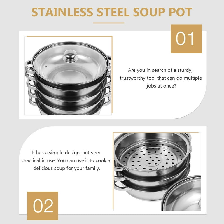 3 Tier Stainless Steel Cookware Pot Saucepot Steamer