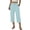 Light Blue, variant on Summer Linen Capris Plus Size New Women’s Elastic Waist Capris Fashion Straight Leg Cropped Pants with Button Decor Loose Casual Rolled Hem Capris Pants Black S