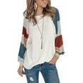 thumbnail image 1 of Hauts Grande Taille pour Femmes Manches Longues Col Rond Rayé Coupe Ample Tunique, 1 of 6