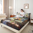 thumbnail image 3 of Castle Fairy Floral Daisy 3pcs Twin Sheet Sets,Watercolor Flower Twin Fitted Sheet,Rustic Cabin Breathable Flat Sheet,Microfiber Teens Bedroom Decor, 3 of 6