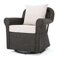 thumbnail image 1 of Amaya Outdoor Dark Brown Wicker Swivel Rocking Chair - Beige Cushions, 1 of 13