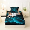 thumbnail image 4 of Homewish Glowing Lightning Twin Sheets,Contemporary Aesthetic Bedding,3pcs,1 Fitted Sheet and 1 Pillowcase, 4 of 6