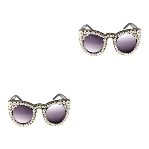 Gafas de sol vintage Sonducket para mujer marco grande negro 2piezas