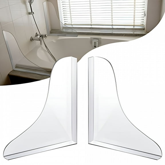 LAMIRO Bathtub Corner Splash Guard 2 Pieces Large Shower Guard Transparent Bathtub Edge Guard with Adhesive Tape for Bathroom
