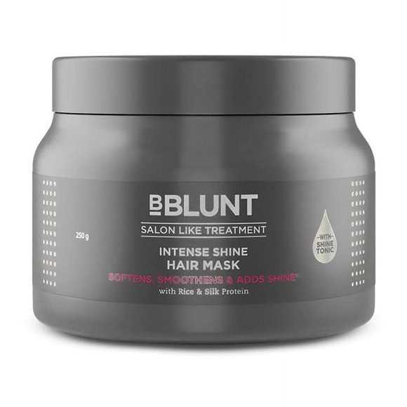 BBLUNT Intense Shine Hair Mask with Rice & Silk Protein for Softer, Smoother & Shinier Hair - 250 g
