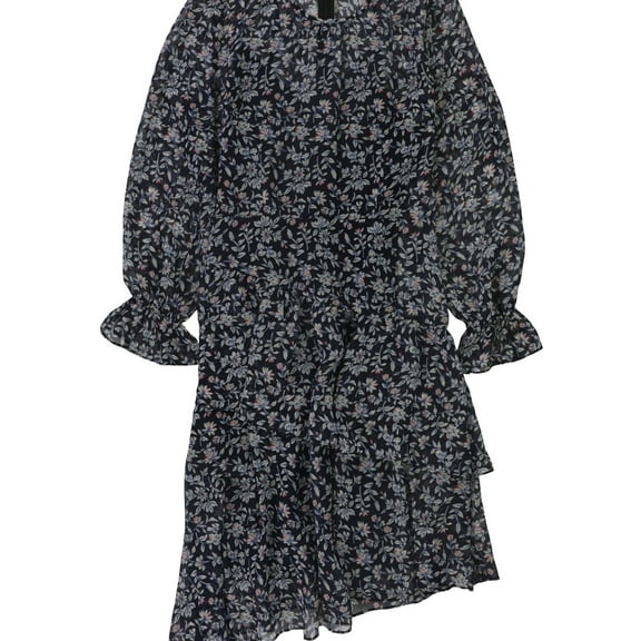 maison Jules Womens Floral A-line Dress, Blue, 4