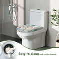 thumbnail image 4 of Xoenoiee Toilet Lid Cover Reusable Washable Soft Toilet Bowl Lid Cover Elastic Edges Toilet Lid Dust Cover Fit Elongated Oval Round Lids for Bathroom Decoration, Daisy Butterfly Wood Grain, 4 of 6