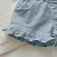thumbnail image 4 of WRKEKC Shorts for Girls, Girls Summer Jean Shorts, Girl's Denim Shorts Ripped Ruffle Summer Casual Shorts with Pockets Elastic Loose Waist Distressed Short Pants, 4 of 4