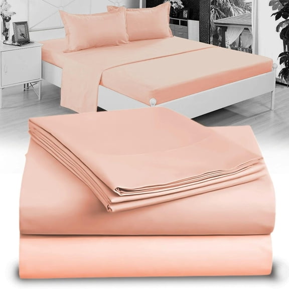 Twin Sheet Set - 1800 Ultra-Soft Microfiber Twin Bed Sheets - Double Brushed - Deep Pockets - Easy Fit – Wrinkle Free - Comfy - 3 Piece Set - Bedding Sheets & Pillowcases (Twin, Peach)