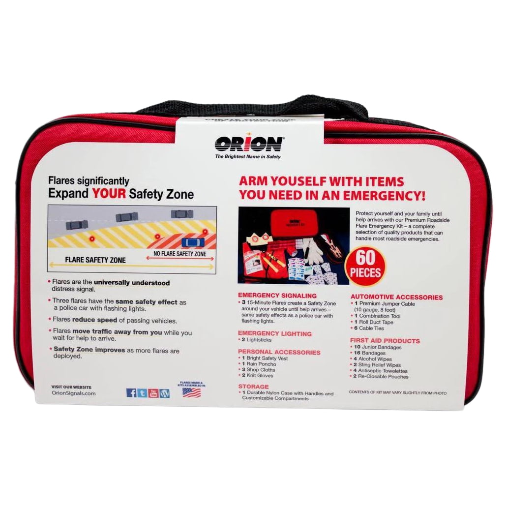 ORION Premium Emergency Roadside Kit, 60 Count