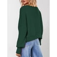 thumbnail image 6 of Women'S Oversized Batwing Sweaters 2025 Fall Outfits Trendy Crewneck Knit Side Slit Fashion Pullover Tops Green L, 6 of 7