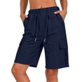 thumbnail image 3 of Kinrui Bermuda Shorts for Women Summer Quick Dry Cargo Shorts with Multi-Pockets Outdoor Drawstring Knee Length Hiking Short, 3 of 8