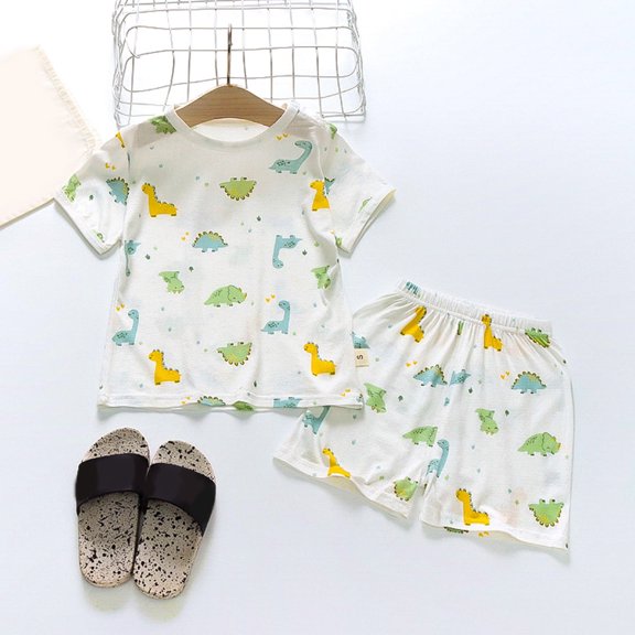 YDOJG Toddler Boys Outfits Set Cartoon Pajamas Cute Baby Bodysuit Girls Animals Romper Outfits Set For 12-18 Months