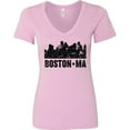 thumbnail image 3 of Inktastic Boston Massachusetts City Skyline with Grunge Women's V-Neck T-Shirt, 3 of 5