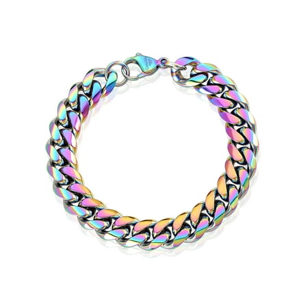 West Coast Jewelry Men s Iridescent Plated Steel Curb Chain Bracelet (12mm) – 8.5 West Coast Jewelry Men s Iridescent Plated Steel Curb Chain Bracelet (12mm) – 8.5
