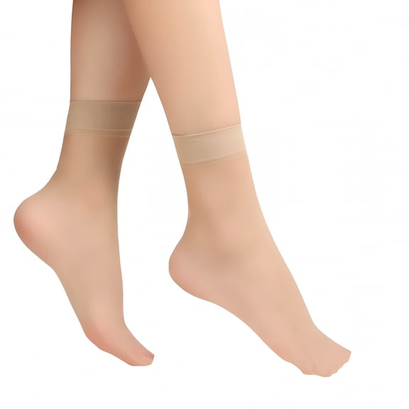 TELOLY 6 Pairs Sheer Ankle Socks for Women, Ultra Thin Nude Nylon Hosiery, Soft See-Through Stockings for Work and Party