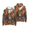 thumbnail image 4 of Zufioo Colorful Owl Tattoo Art Design Fleece Comfortable Hoodie for Mens,Sweatshirt for Men,Pullover Hooded Sweatshirt for Men -X-Large, 4 of 5