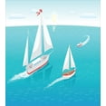 thumbnail image 2 of Ambesonne Blue Nautical Duvet Cover Sets, Sailing Boats and Sun, 2-Twin, Sea Blue and Multicolor, 2 of 3