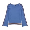 thumbnail image 1 of Alfani Suéter de manga acampanada a rayas para mujer, azul, grande, 1 of 1