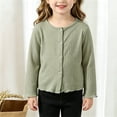 thumbnail image 5 of UACY Girls' Ribbed Knit Cardigan Long Sleeve Button down Lightweight Sweater Toddler Knitwear Button Closure Ruffled Outwear Tops, 5 of 6
