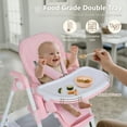 thumbnail image 7 of LINLUX Foldable Baby High Chair, Adjustable Feeding Chair for Toddler w/Removable Double Tray, Pink, 7 of 7