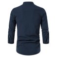 thumbnail image 5 of Wyongtao Clearance Men's Button Long Sleeve T-Shirt Cotton Linen Long Sleeves Dress Shirts,Navy XL, 5 of 9