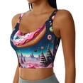 thumbnail image 2 of Pofeuu Starry Sky Pine Tree Donut Print Sports Bra for Women Sexy Vest Yoga Running Gym Fitness Crop Bras Tops-XX-Large, 2 of 8