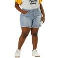 thumbnail image 6 of MODA NOVA Juniors' Plus Size Denim Shorts Raw Hem Casual Shorts 4X Sky Blue, 6 of 6