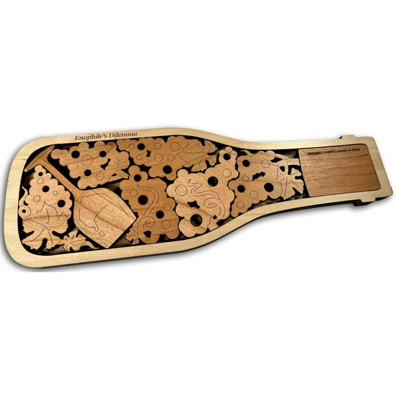 Creative Crafthouse Enophile's Wine Puzzle, Cherry Wood Bar Gift, USA