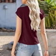 thumbnail image 4 of QASIEATN Women's Summer Solid Color Blouse Swing Collar Short Sleeve Casual Holiday Tops Fall Fashion Outfits for Women, 4 of 9